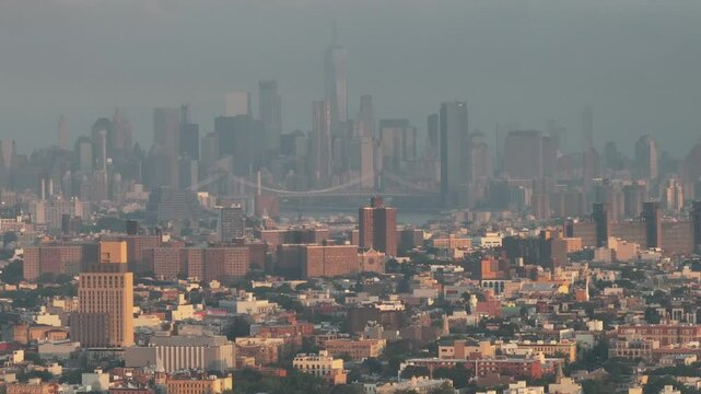 Aerial view of New York City on a humid morning