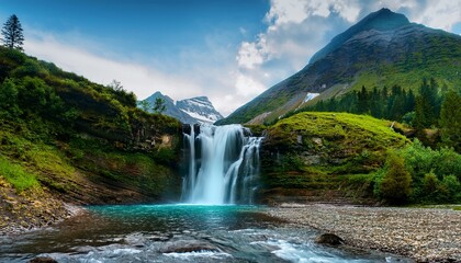waterfall in the mountains