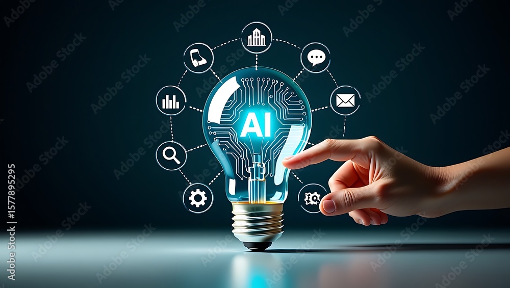 Aufkleber ai innovation and connection in technology, artificial intelligence lightbulb concept for solutions,