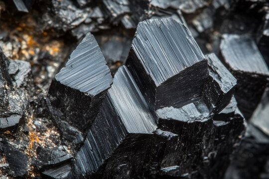 Close-up of a natural graphite mineral reveals intricate textures and details highlighting its importance in electronics. The rich formations showcase unique aspects of this valuable resource
