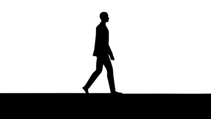 Obraz premium Confident Businessman Silhouette Walking Side View PNG Transparent