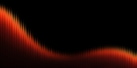 Orange wavy gradient on black background with fractal glass texture. wave pattern. banner. background. semicircle. red yellow.