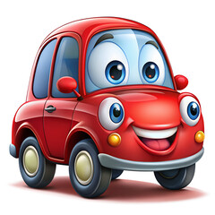 Cartoon Red Car Smiling Vector PNG