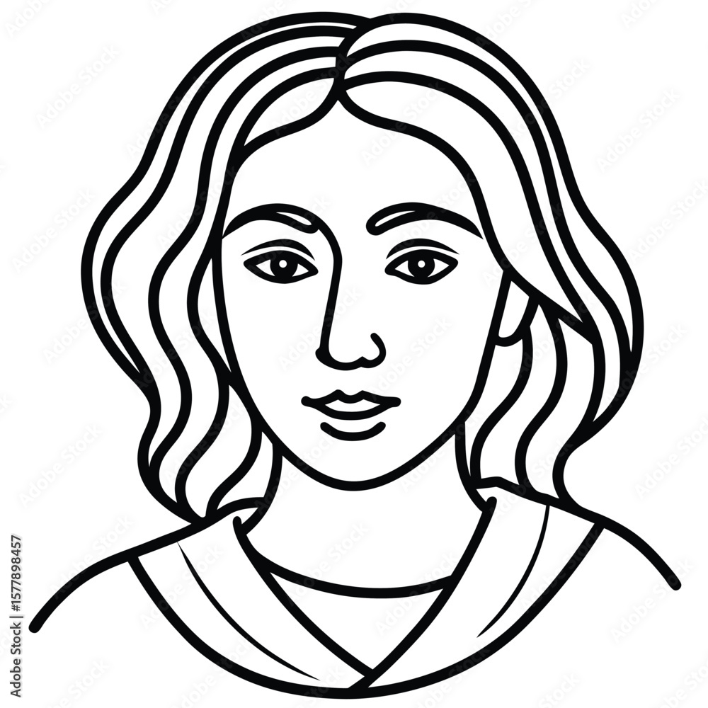 Poster minimalist abstract line art of a female profile showcasing elegant facial features with a modern ar