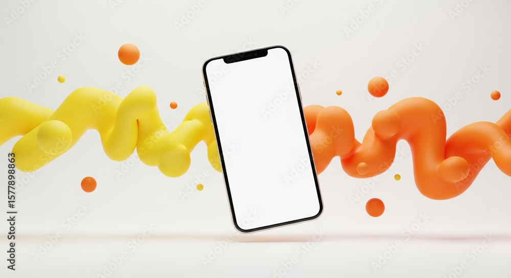 Poster smartphone mockup display app presentation mobile phone design interface screen technology backgroun