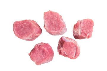 Uncooked pork loin medallion, cut tenderloin ready to be seasoned and cooked into a delicious...
