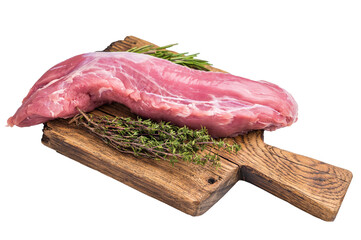 Pristine raw pork tenderloin, ideal for roasting or sautéing, promising tenderness in every bite....