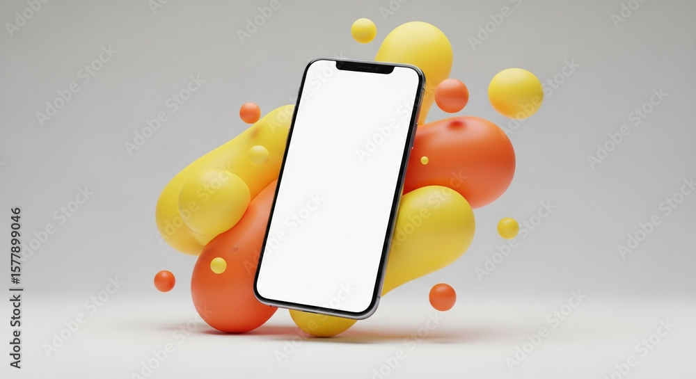 Poster phone mockup display smartphone screen design application interface app presentation digital templat