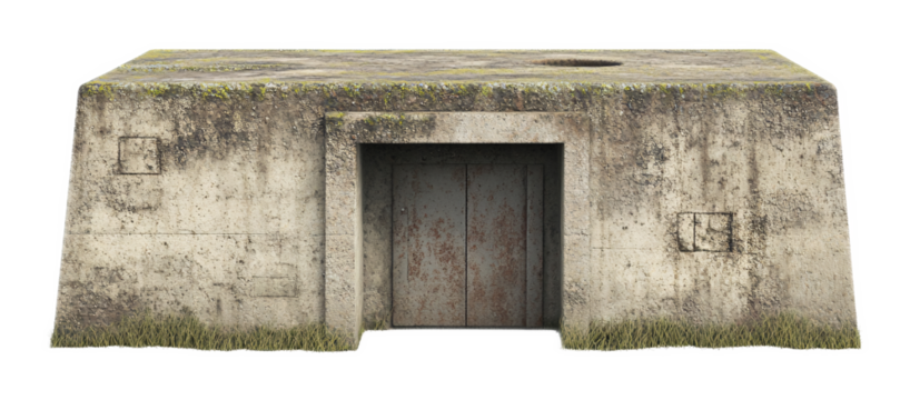 Bunker for Shelter and Protection - Isolated on White Background