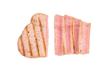 Perfectly cooked grilled tuna steak, a must try for seafood enthusiasts seeking a delicious and...