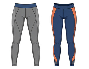 Activewear set- leggings and sports bra, fashion vector illustration, transparent background