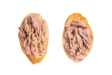 Freshly made tuna salad sandwich on whole grain bread, a nutritious and satisfying meal for any time of day. isolated on white background. top view