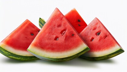 fresh watermelon slices for summer refreshment and enjoyment on a transparent background cut out