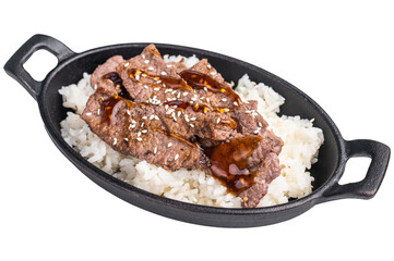 Exquisite Japanese BBQ, highlighting beautifully charred meats and rice. Perfectly seasoned, this...