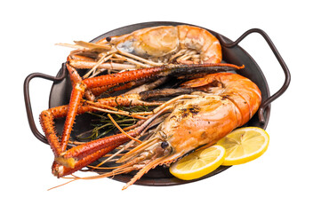 Succulent grilled rosenbergii prawn shrimp, perfectly charred and bursting with flavor, ideal for...