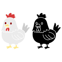 cute chicken icon, simple flat style, vector illustration, symbol, design logo template pictogram, for ui or ux isolated on white for mobile app, editable