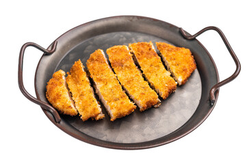 Katsu Golden fried cutlet. This Japanese favorite brings comfort and flavor to any table. isolated on white background. top view