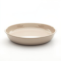 Beige ceramic serving dish on white background
