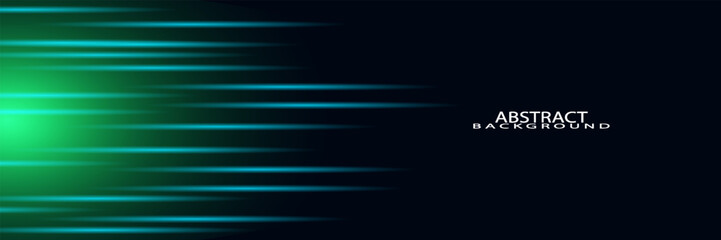 Black modern wide abstract technology background with glowing high-speed and movement light effect. Vector illustration
