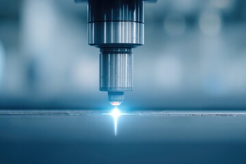 close-up of automotive assembly robot weld nozzle spraying molten metal along chassis seam under warm welding light