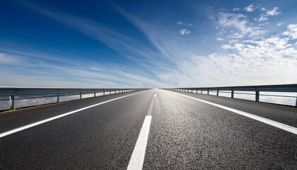 Fototapeta premium empty asphalt road under a clear sky with white lines on transparent background