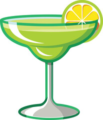 Refreshing Lime Margarita Cocktail in a Classic Glass, Perfect Summer Drink Illustration