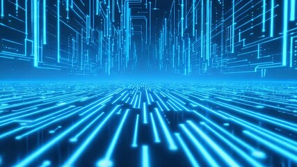 Glowing Digital Circuit Animation with Luminous Blue Data Streams - Powered by Adobe