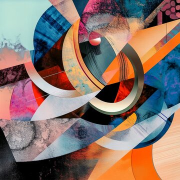 Organic shapes merging into a dynamic geometric collage creative and isolated