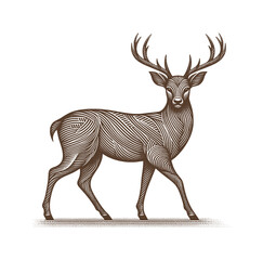 deer line drawing - guilloche style (artwork 2)