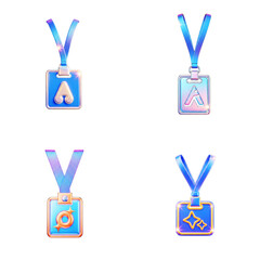 Colorful 3D icon sets with vibrant ribbons and unique shapes  