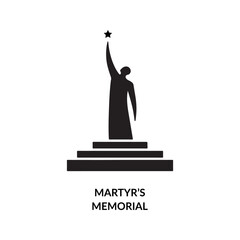 Black silhouette of a figure reaching for a star above a monument vector