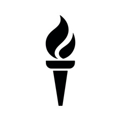 Black torch with flame fire light