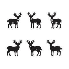  Deer silhouettes set vector
