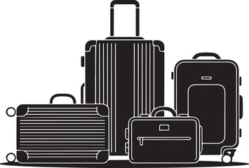 Black luggage travel cases collection suitcase