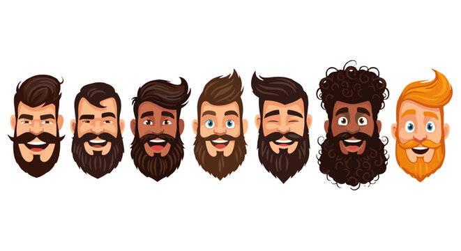 Diverse styles of bearded men with friendly expressions for World Beard Day