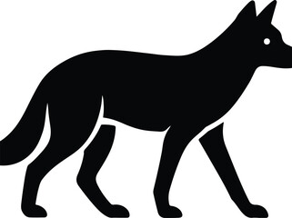 Silhouette wolf walking side view simple illustration Vector illustration
