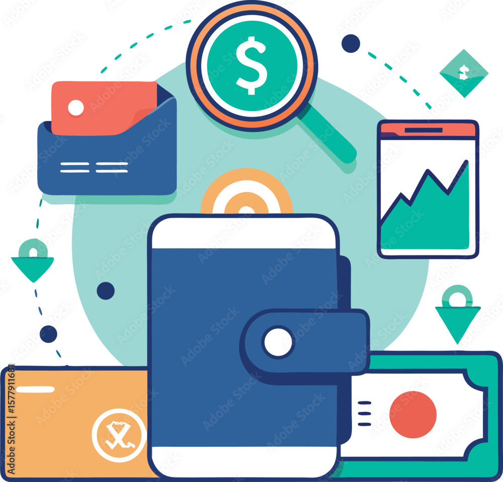 Aufkleber flat icons set for web and mobile app design with business and technology symbols