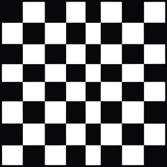 Fototapeta premium Black and white chess and checkers game on a checkered board pattern with square tiles and competition design