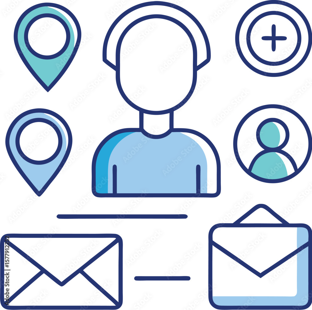 Poster user interface icon set with person symbols for web and business design