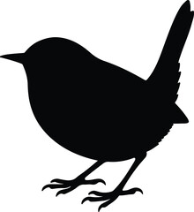 Silhouette wren bird standing gracefully monochrome design Vector illustration