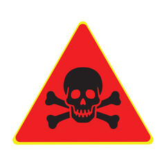 Skull and crossbones danger sign warning symbol illustration