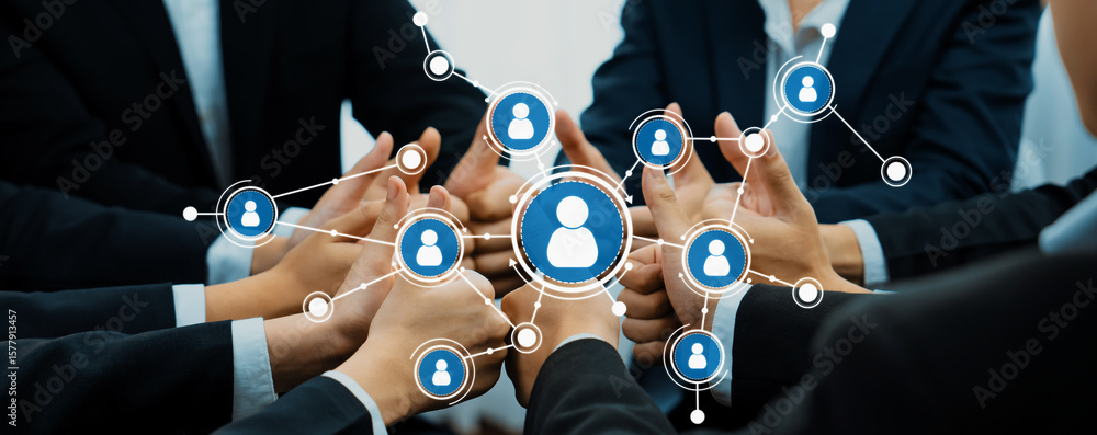 Aufkleber a dynamic visual representation of professional networking, showcasing diverse hands coming together