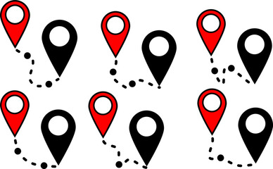 Location pin icons set, vector navigation symbols, map markers	