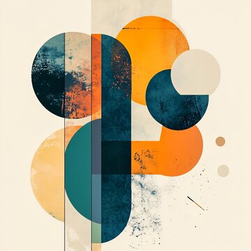 Organic shapes merging into a geometric abstract collage creative and isolated