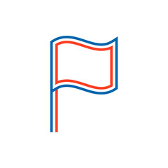 French flag represented as a countour made up of three colors-blue, white, red. Isolated vector illustration. Transparent background.