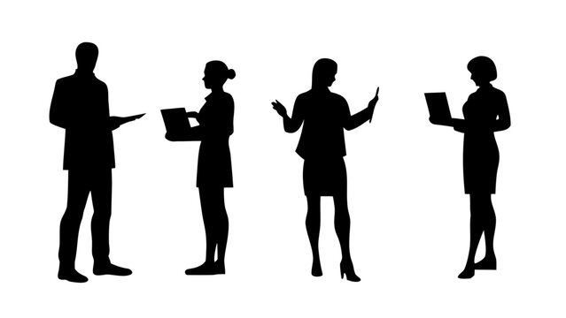 Business Silhouettes PNG – Meetings & Presentations Transparent Background