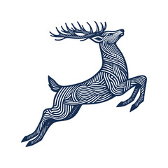 deer line drawing - guilloche style (artwork 3)