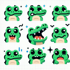 Fototapeta premium set of funny cartoon crocodile