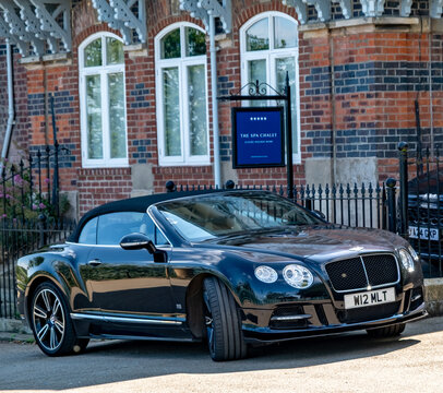 Scarborough, North Yorkshire, UK &ndash; June 26 2025. Bentley Continental GTC convertible car parked up in Scarborough's South Bay