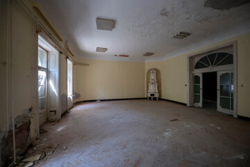 Abandoned Historic Palace with Weathered Architecture and Atmospheric Decay